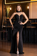 Robe de Soirée Longue Pierreux Noir ABU6398