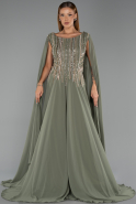 Robe De Soirée Grande Taille Longue Mousseline Vert ABU6435