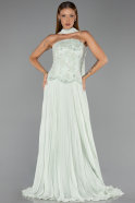 Robe de Soirée Longue Mousseline Menthe ABU6436