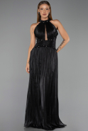 Robe de Soirée Longue Mousseline Noir ABU6437