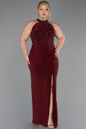 Robe de Soirée Grande Taille Longue Rouge Bordeaux ABU6415