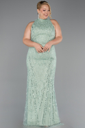 Robe De Soirée Grande Taille Longue Perlé Menthe ABU5063