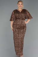 Robe De Soirée Grande Taille Longue Squameuse Cuivre ABU6064
