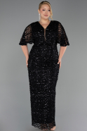 Robe De Soirée Grande Taille Longue Squameuse Noir ABU6064