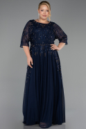 Robe De Soirée Grande Taille Longue Bleu Marine ABU6489