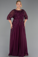 Robe De Soirée Grande Taille Longue Prune ABU6489