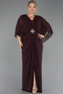 Robe de Soirée Grande Taille Longue Mousseline Brun ABU6490