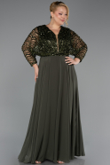 Robe Grande Taille Longue Mousseline Kaki ABU6495