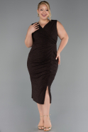 Robe Grande Taille Midi Brun ABK1492