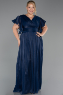 Robe Grande Taille Longue Mousseline Bleu Marine ABU6423