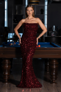 Robe de Soirée Longue Rouge Bordeaux ABU6439