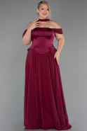 Robe de Soirée Grande Taille Longue Mousseline Prune ABU5551