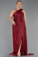 Robe De Soirée Grande Taille Longue Mousseline Rouge Bordeaux ABU6631
