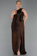 Robe De Soirée Grande Taille Longue Mousseline Brun ABU6631