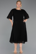 Robe de Soirée Grande Taille Midi Mousseline Noir ABK2677