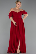 Robe De Soirée Grande Taille Mousseline Longue Rouge Bordeaux ABU3738