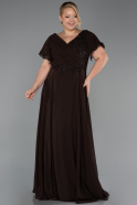 Robe Grande Taille Longue Mousseline Brun ABU1562