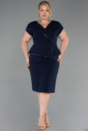 Robe De Invitation Grande Taille Midi Bleu Marine ABK2669