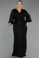 Robe De Soirée Grande Taille Longue Perlé Noir ABU6501