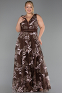 Robe De Soirée Grande Taille Longue Lacé Brun ABU4261