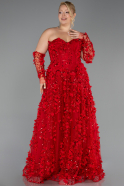 Robe De Fiançailles Grande Taille Longue Rouge ABU5660