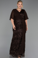 Robe De Soirée Grande Taille Longue Squameuse Brun ABU6373