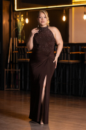 Robe de Soirée Grande Taille Longue Brun ABU6415