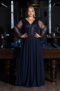 Robe de Soirée Grande Taille Longue Mousseline Bleu Marine ABU6434