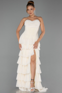 Robe de Soirée Longue Mousseline Jaune ABU6397