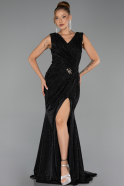 Robe de Soirée Longue Pierreux Noir ABU6521