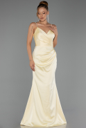 Robe de Soirée Longue Satin Jaune ABU6499