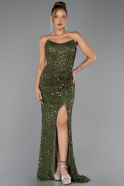 Robe de Soirée Longue Squameuse Kaki ABU6503