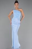 Robe de Soirée Longue Satin Bleu clair ABU6331