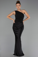 Robe de Soirée Longue Satin Noir ABU6331