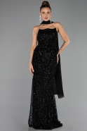 Robe de Soirée Longue Squameuse Noir ABU6534