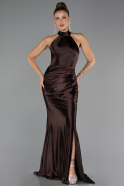 Robe de Soirée Grande Taille Longue Brun ABU6539