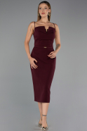 Robe de Cérémonie Midi Rouge Bordeaux ABK2687