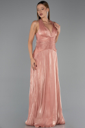 Robe de Soirée Longue Mousseline Marron Clair ABU6551