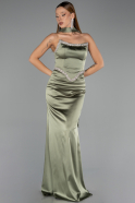 Robe de Soirée Longue Satin Kaki ABU6554