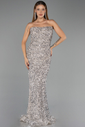 Robe de Soirée Longue Beige ABU6439