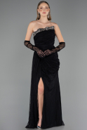Robe de Soirée Longue Dantelle Noir ABU6562