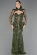 Robe de Soirée Longue Perlé Kaki ABU6564