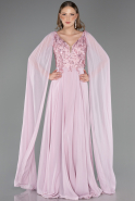 Robe de Soirée Longue Mousseline Poudre ABU6566