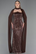 Robe de Soirée Longue Perlé Brun clair ABU6569