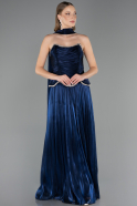 Robe de Soirée Longue Mousseline Bleu Marine ABU6570
