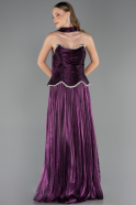 Robe de Soirée Longue Mousseline Violet ABU6570