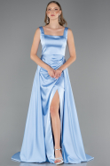 Robe de Soirée Longue Satin Bleu clair ABU6572