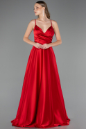 Robe de Soirée Longue Satin Rouge ABU6573