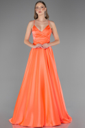 Robe de Soirée Longue Satin Corail ABU6573