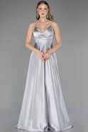 Robe de Soirée Longue Satin Gris ABU6573
